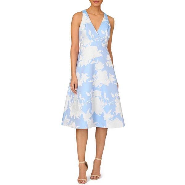 Aidan Mattox Womens Woven Floral Midi Dress