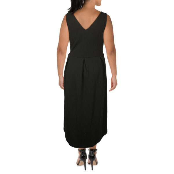 24seven Comfort Apparel Womens Plus Hi-Low Double V Neck Midi Dress - Image 2