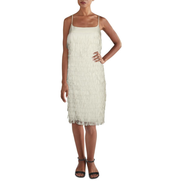 Aidan Mattox Women's Fringed Square Neck Sleeveless Mini Dress