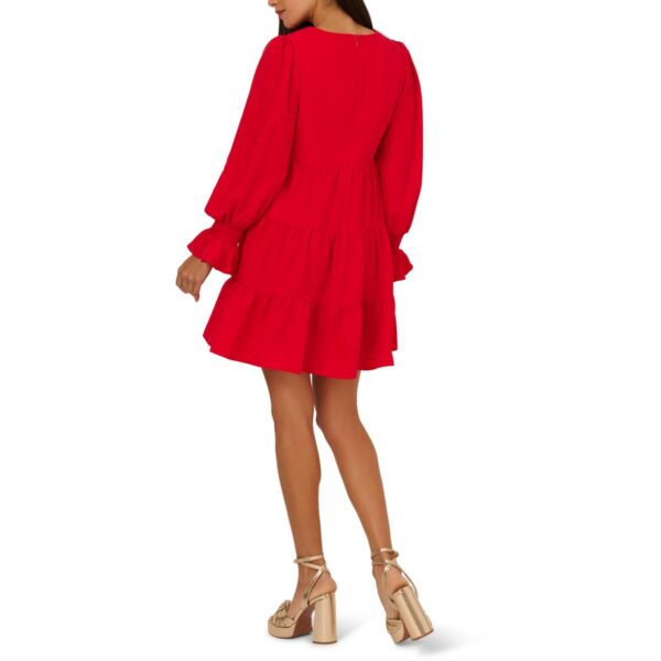 Adrianna Papell Womens V-Neck Tiered Mini Dress - Image 2