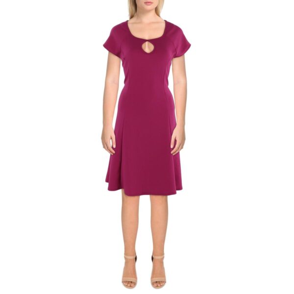 24seven Comfort Apparel Womens Keyhole Knee Length Midi Dress