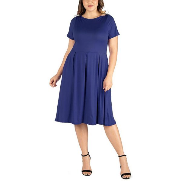 24seven Comfort Apparel Womens Plus Crepe Scoop Neck Midi Dress - Image 2